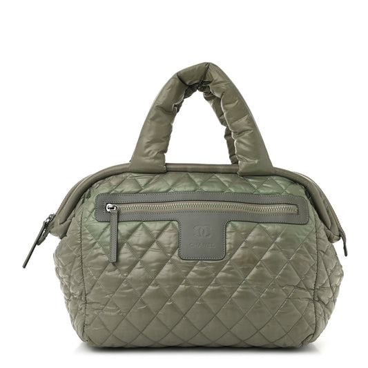 Chanel Nylon Quilted Coco Cocoon Bowler Green