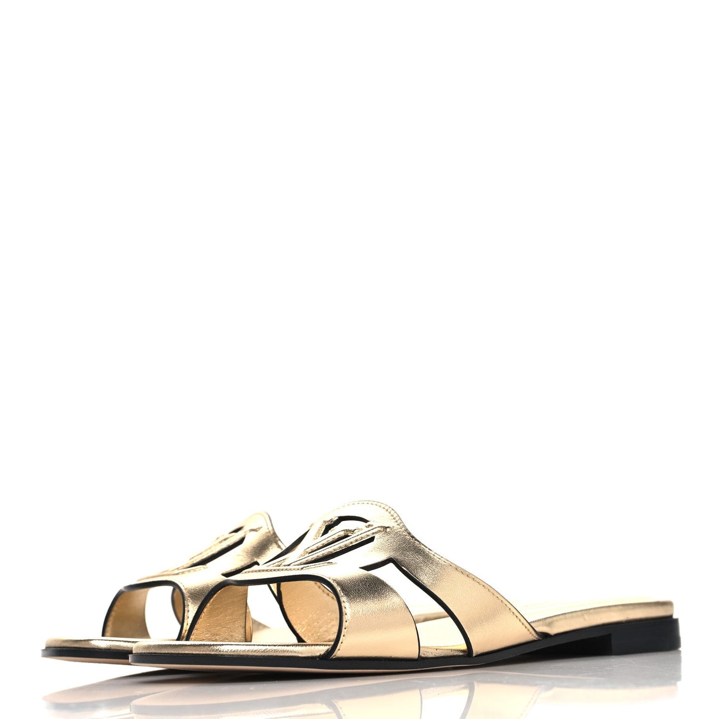 Louis Vuitton Metallic Calfskin LV Isola Flat Sandals Gold