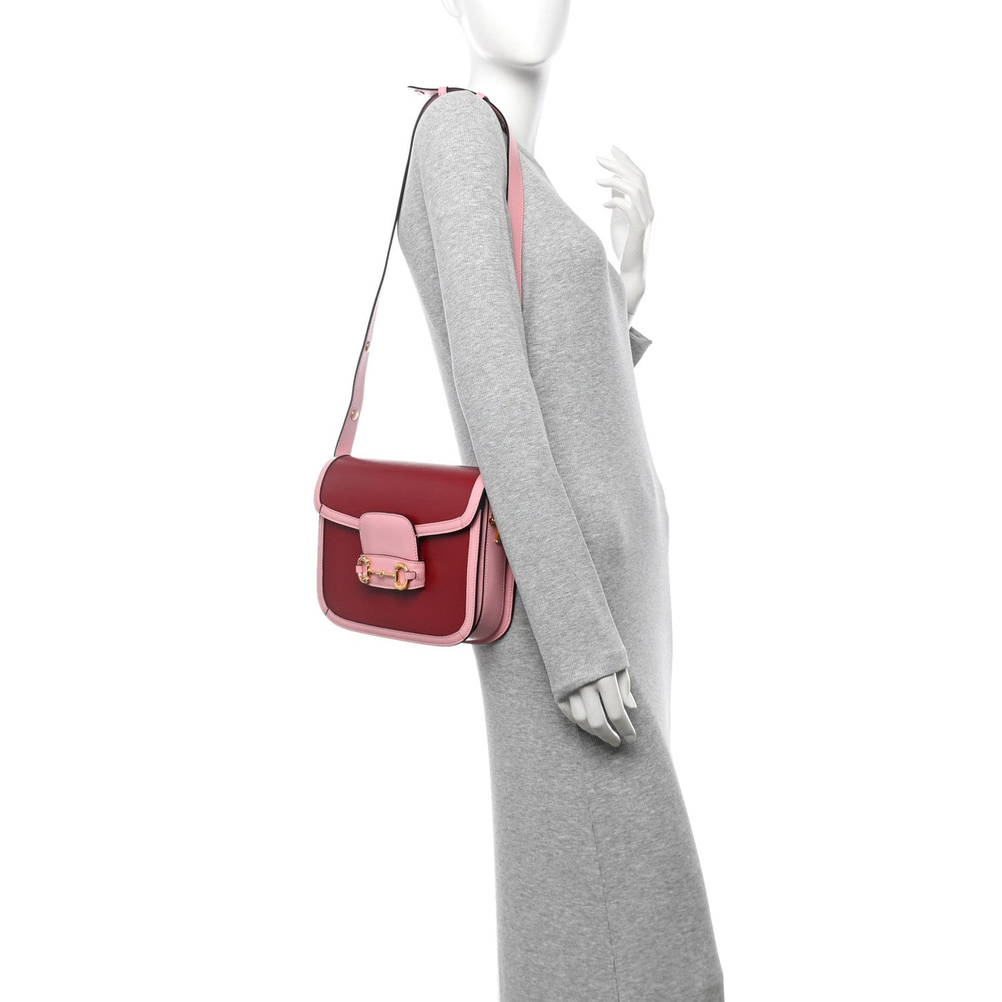 Gucci Azalea Calfskin Horsebit 1955 Shoulder Bag New Cherry Red Wild Rose