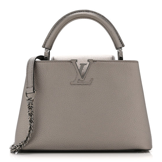 Louis Vuitton Metallic Calfskin Capucines BB Etain