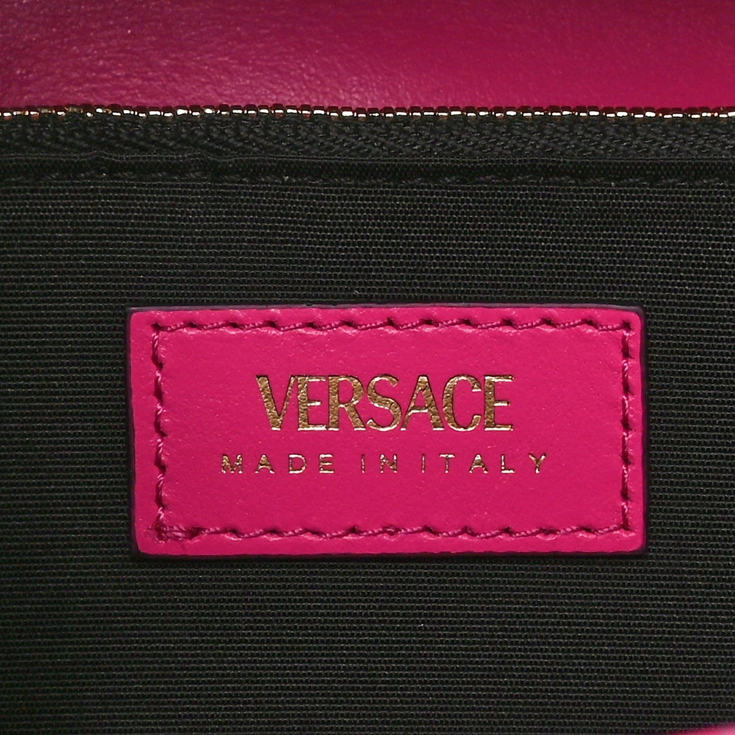 Versace Tweed Quilted Medusa Wallet on Chain Crossbody Pink Blue