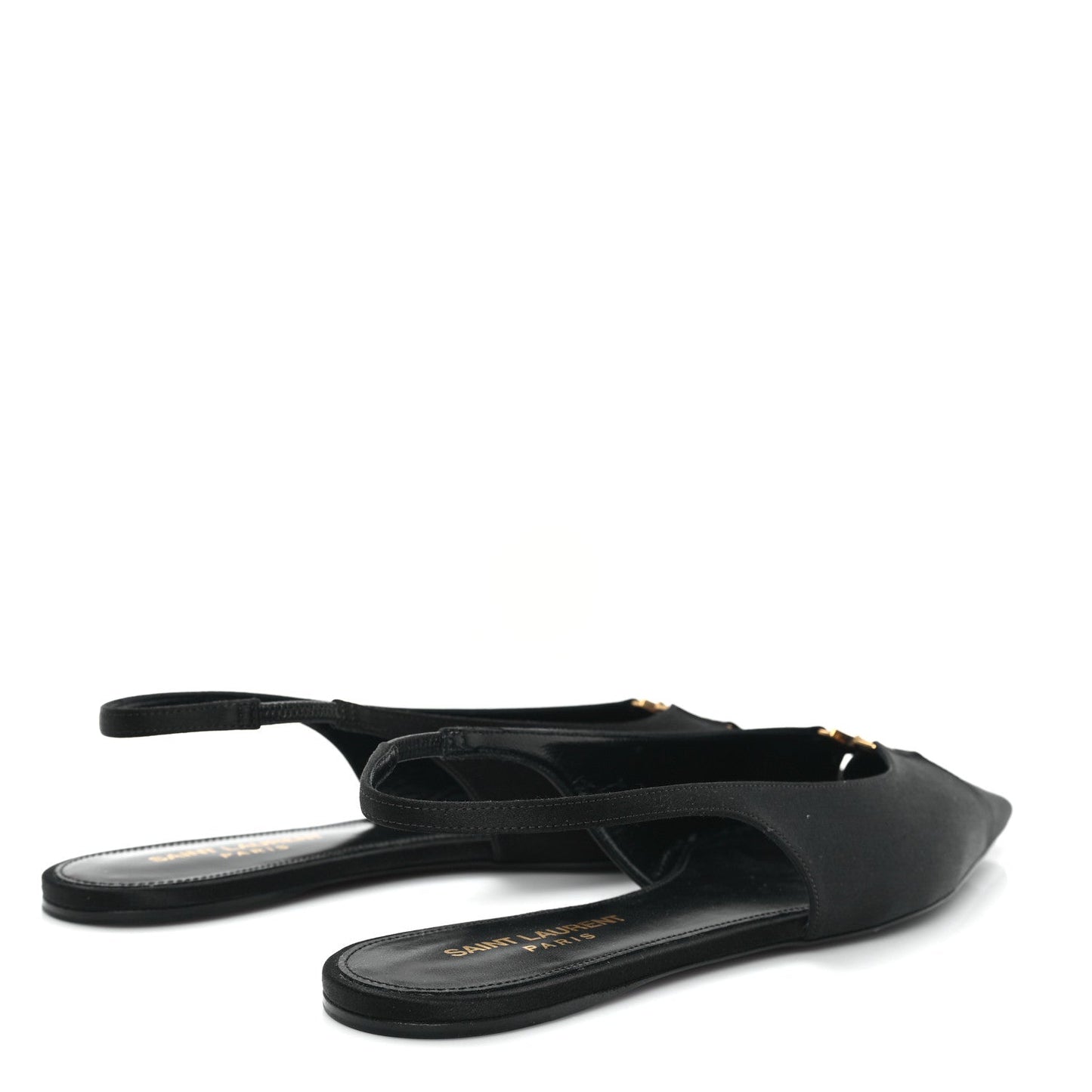 Saint Laurent Raso Nappa Babylone 00 Slingback Flats 38 Black