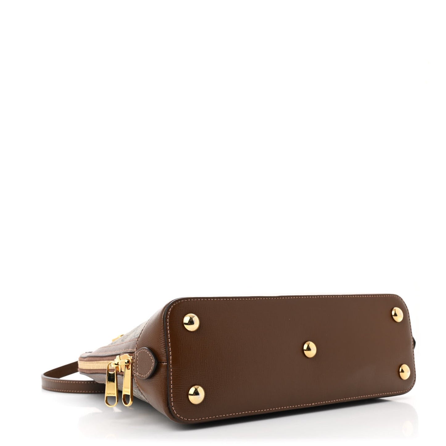 Gucci GG Supreme Monogram Azalea Calfskin Boutique Horsebit 1955 Top Handle Bag Beige Ebony Brown Sugar