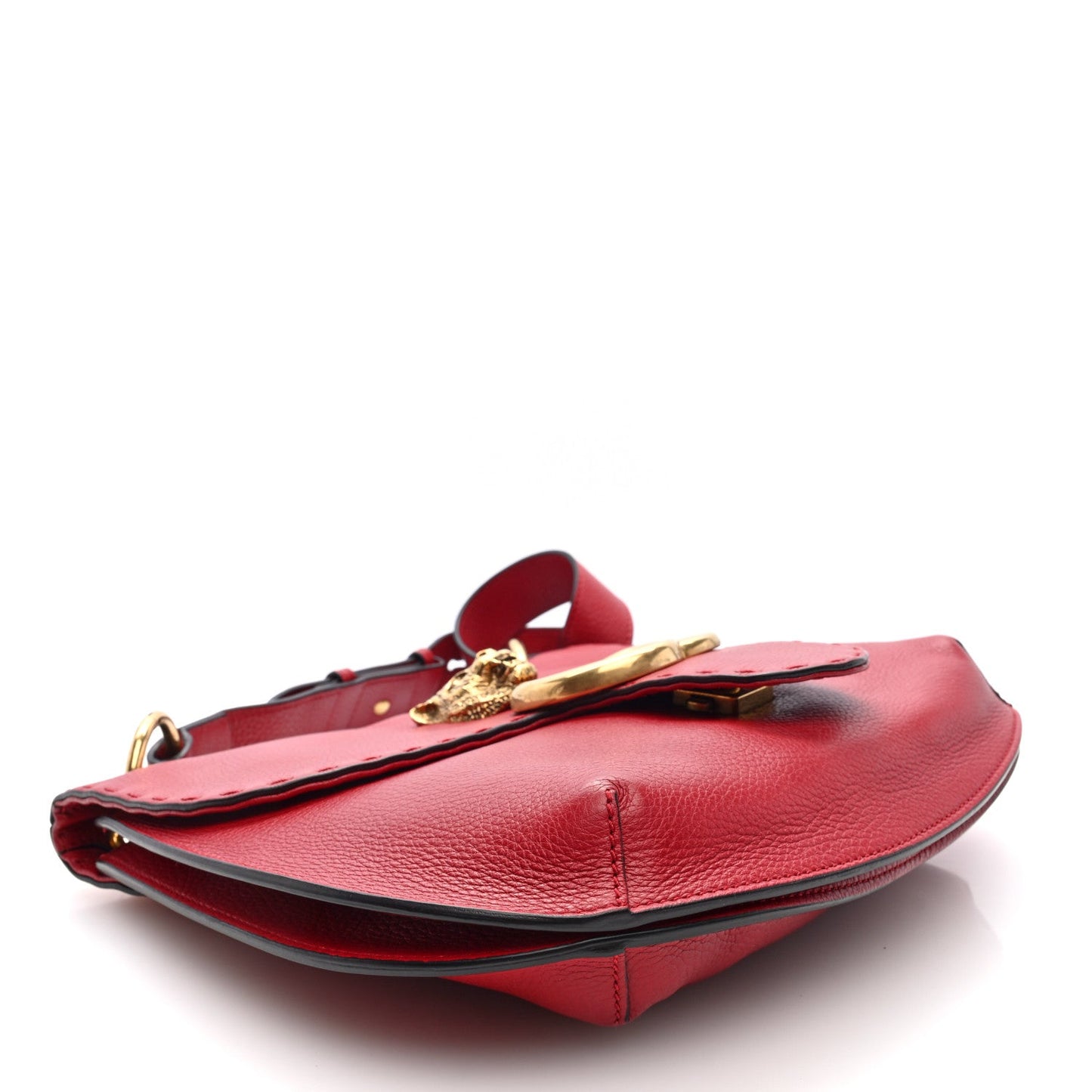 Gucci Cellarius Calfskin Feline GG Marmont Flap Shoulder Bag Vulcanic Red