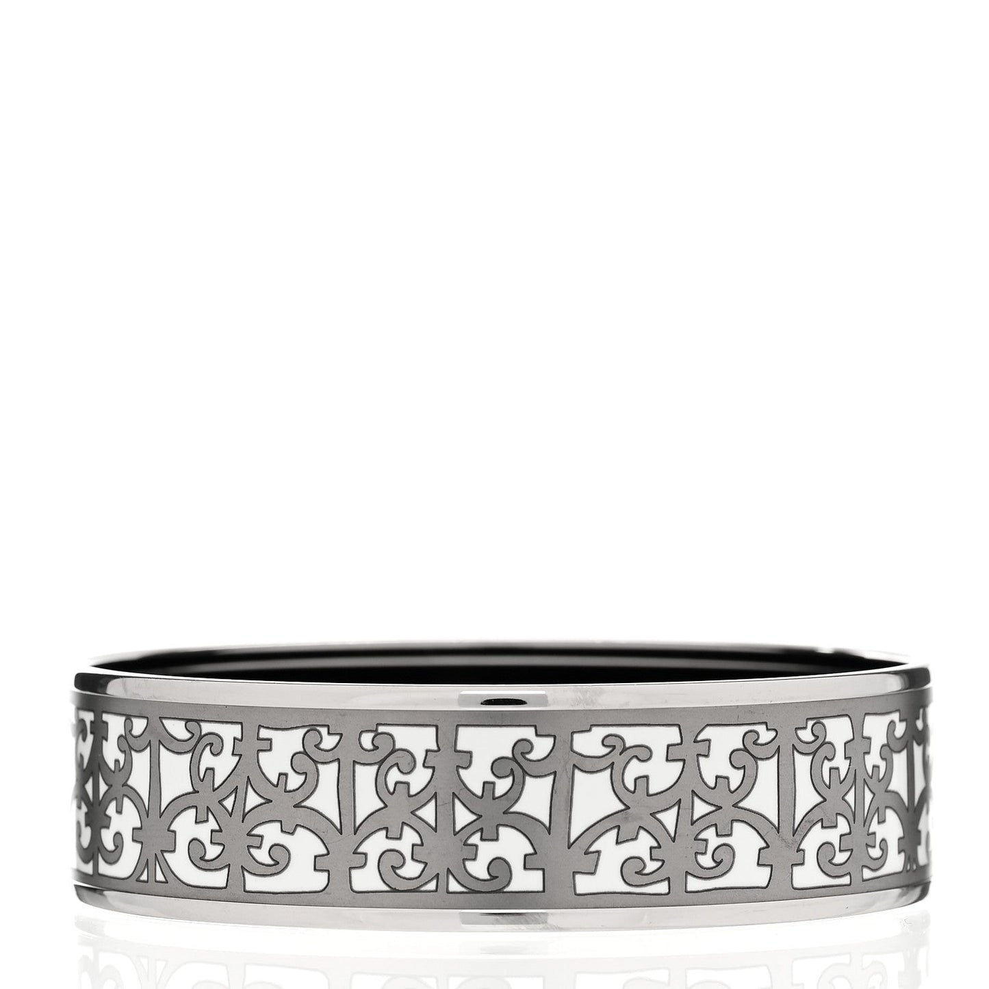 Hermes Enamel Printed Wide Balcons du Guadalquivir Bracelet 70 Silver