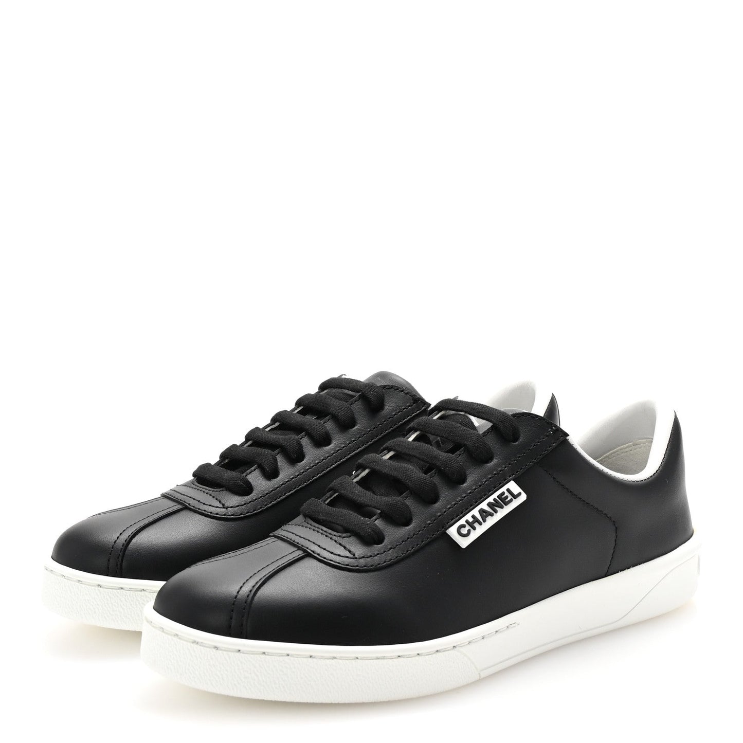 Chanel Calfskin CC Uniform Womens Sneakers 37 Black
