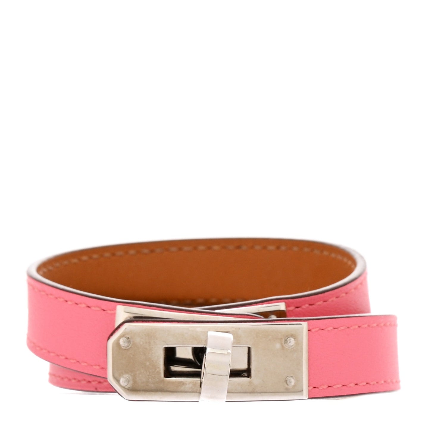 Hermes Swift Kelly Double Tour Bracelet T2  Rose Azalee