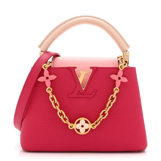 Louis Vuitton Taurillon Flower Chain Capucines Mini Rose Pondicherry