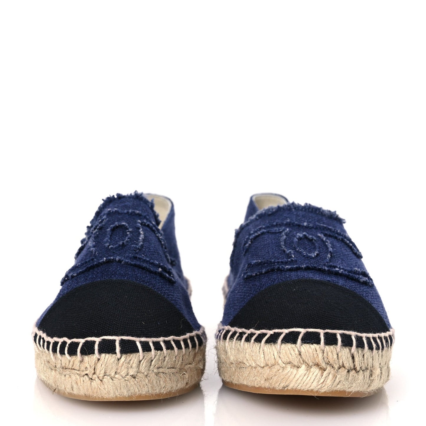 Chanel Denim Toile CC Espadrilles 40 Navy Black