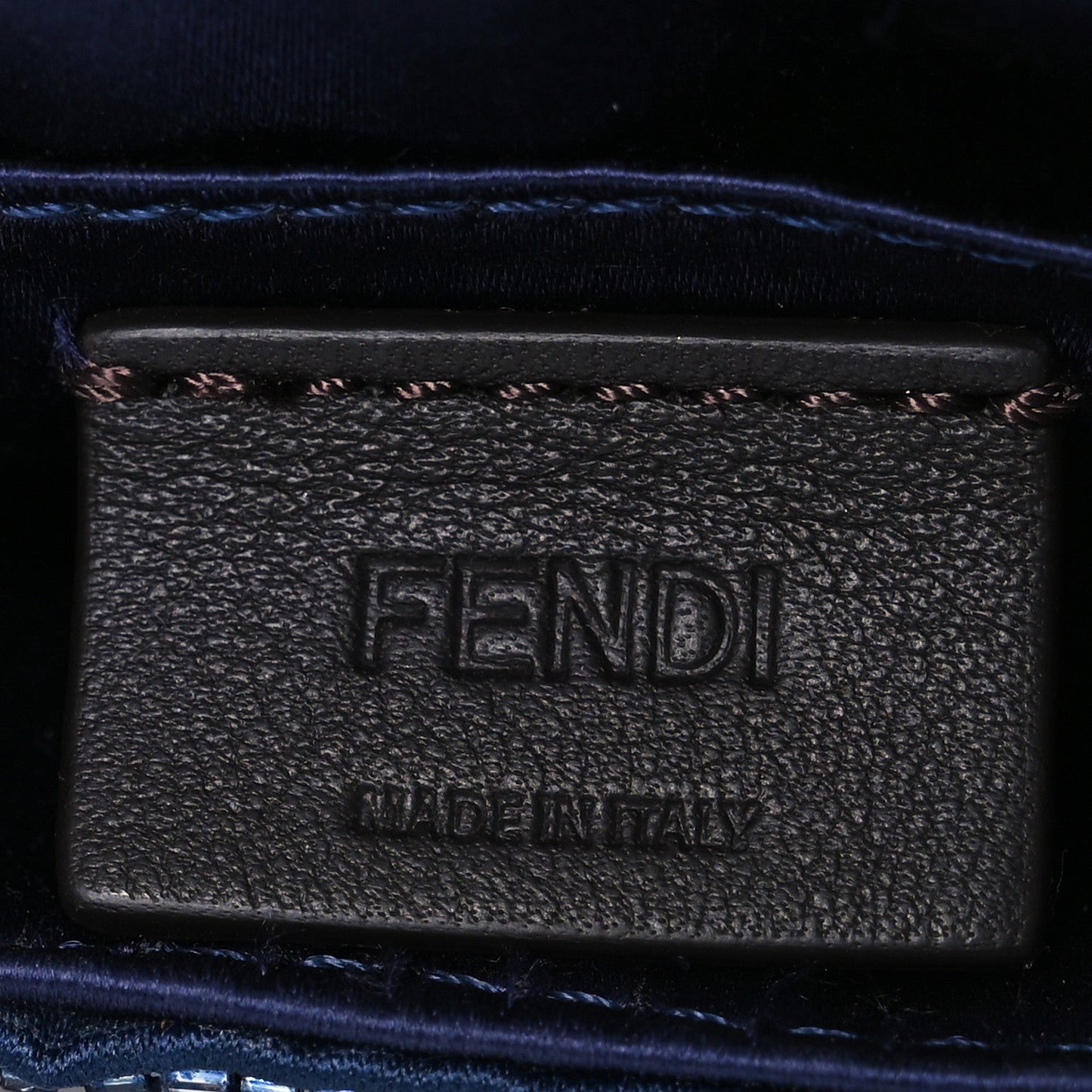Fendi Sequin Paillettes Shiny Nappa Sex and the City Nano Maxi Buckle Baguette Charm Blue