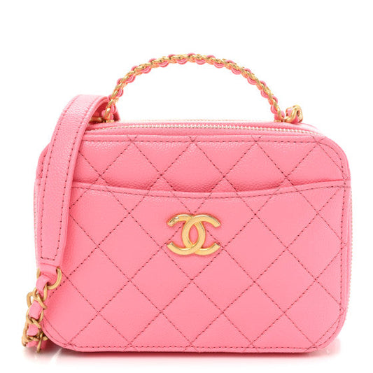 Chanel Caviar Quilted Pick Me Up Mini Vanity Case  Pink
