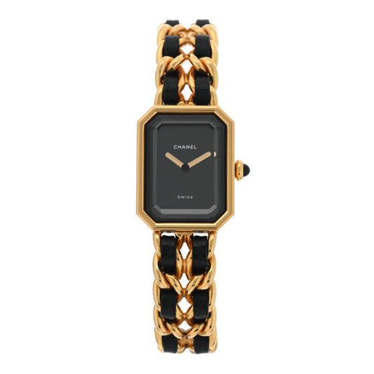 Chanel Stainless Steel Lambskin 20mm Chain Premiere Quartz Watch Gold L