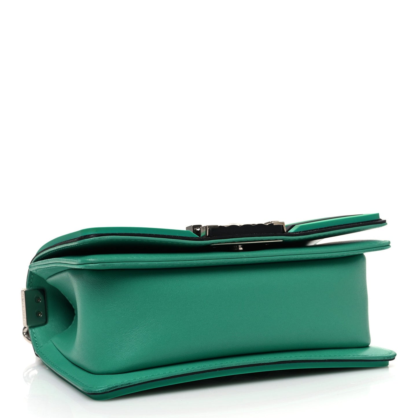 Chanel Lambskin Rubber Quilted Small Tone Boy Flap Green Black