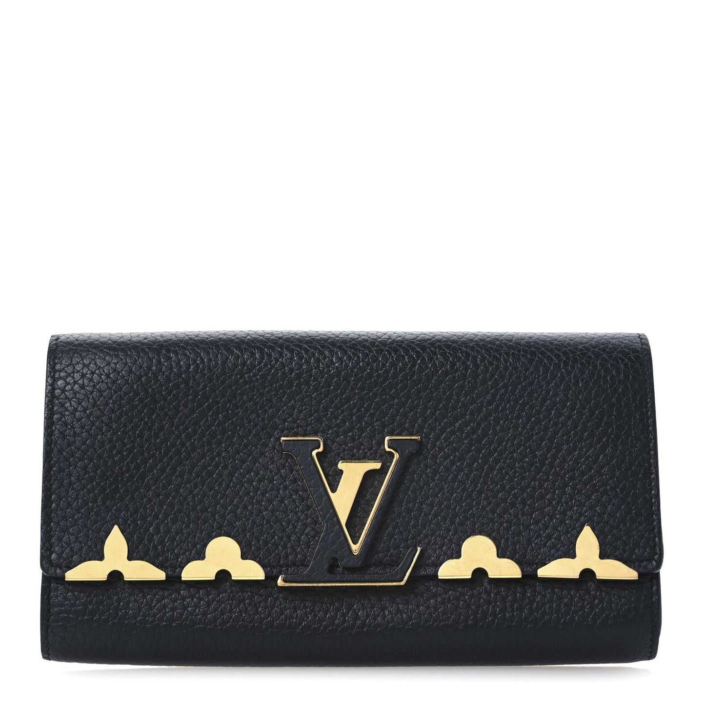 Louis Vuitton Taurillon Embellished Capucines Long Wallet Black