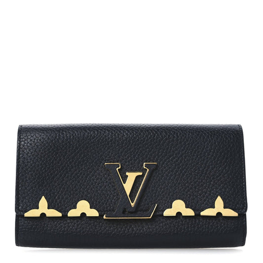 Louis Vuitton Taurillon Embellished Capucines Long Wallet Black