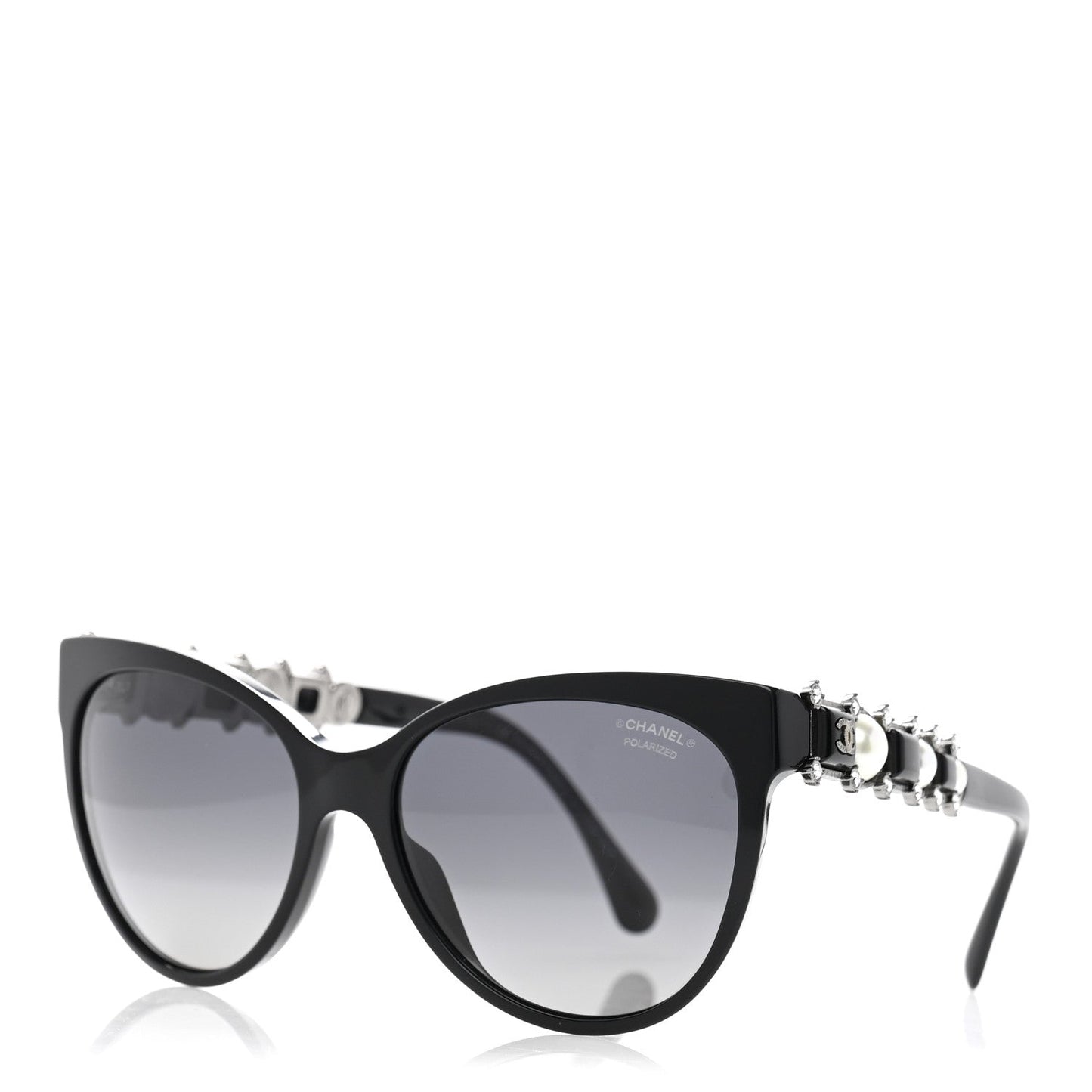 Chanel Crystal Pearl Cat Eye Sunglasses 5336-H-B Black
