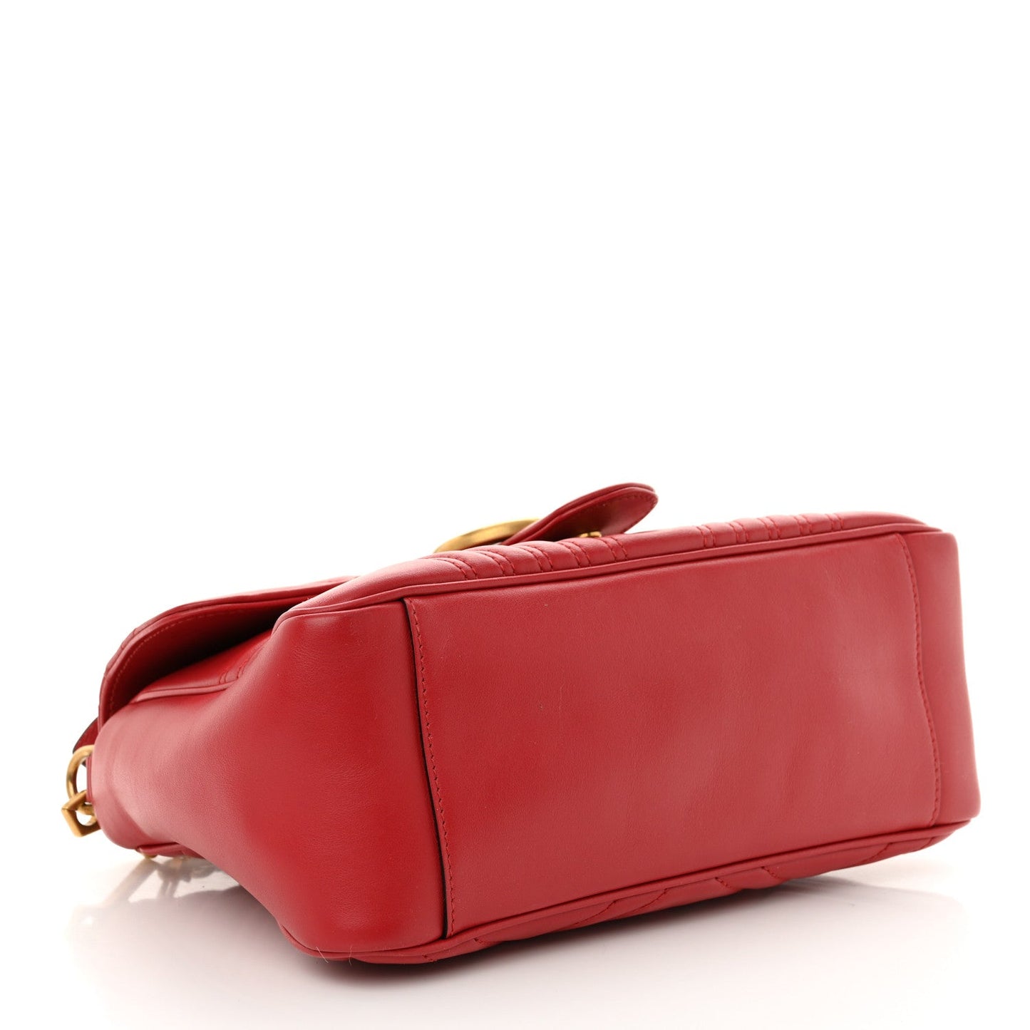 Gucci Calfskin Matelasse Small GG Marmont Top Handle Shoulder Bag Hibiscus Red