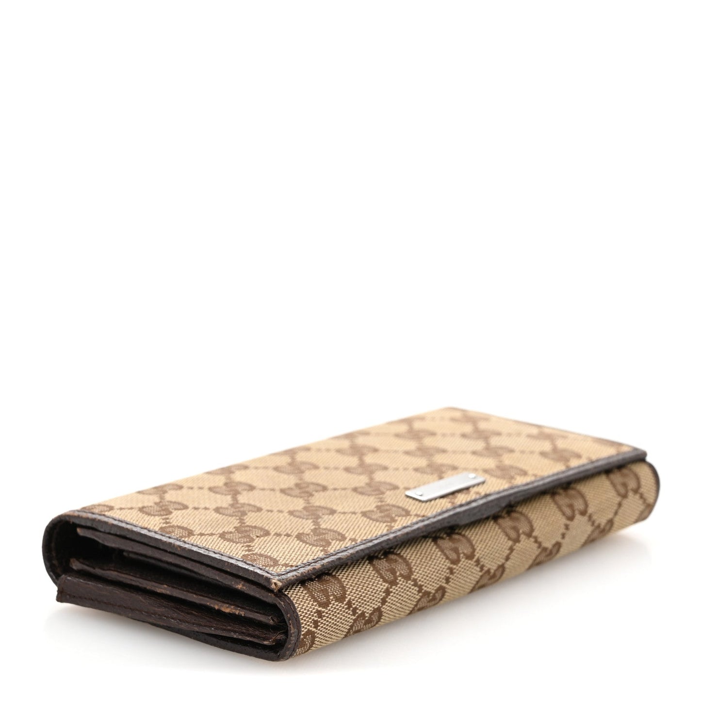 Gucci Monogram Metal Bar Chain Wallet Dark Brown