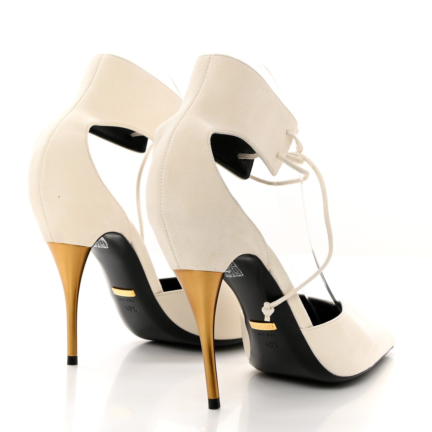 Gucci Soft Nappa Priscilla Ankle Cuff Pumps 40.5 White