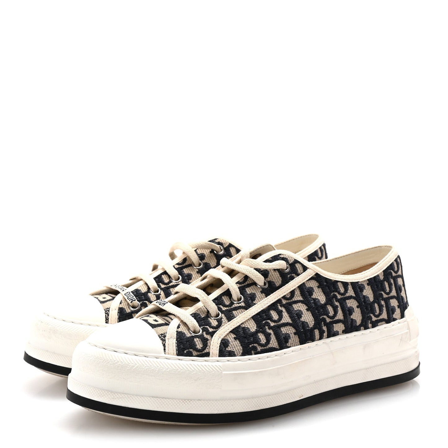 Christian Dior Canvas Oblique Walk'N'Dior Low Top Sneakers 41 Deep Blue