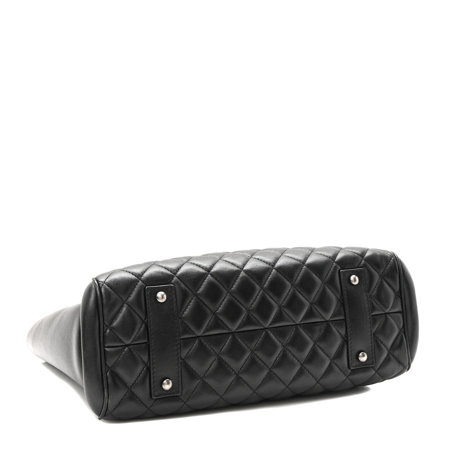 Chanel Lambskin Quilted Shopping Tote Black