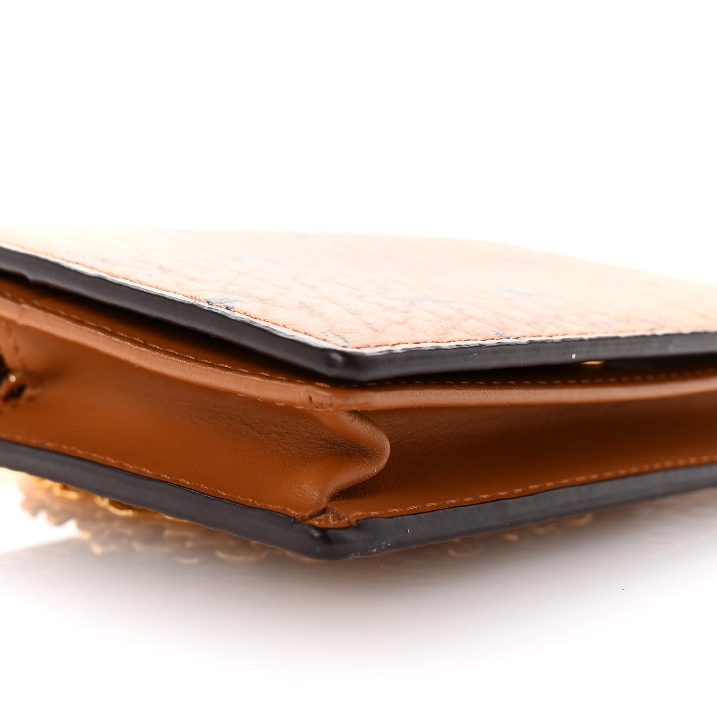 MCM MCM Visetos Original Mini Chain Wallet Cognac