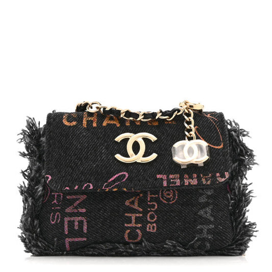 Chanel Denim Quilted Denim Mood Belt Bag Black Multicolor