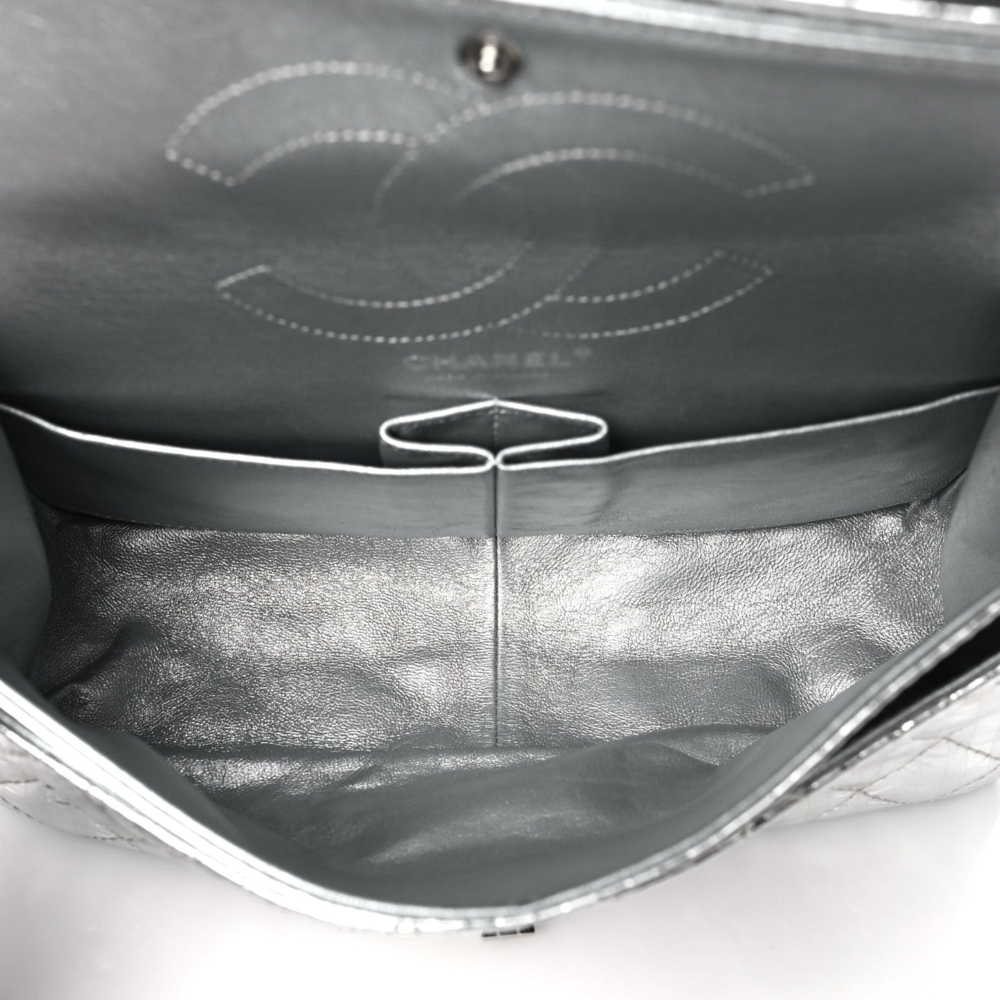 Chanel Striped Calfskin 2.55 Reissue 226 Flap Silver