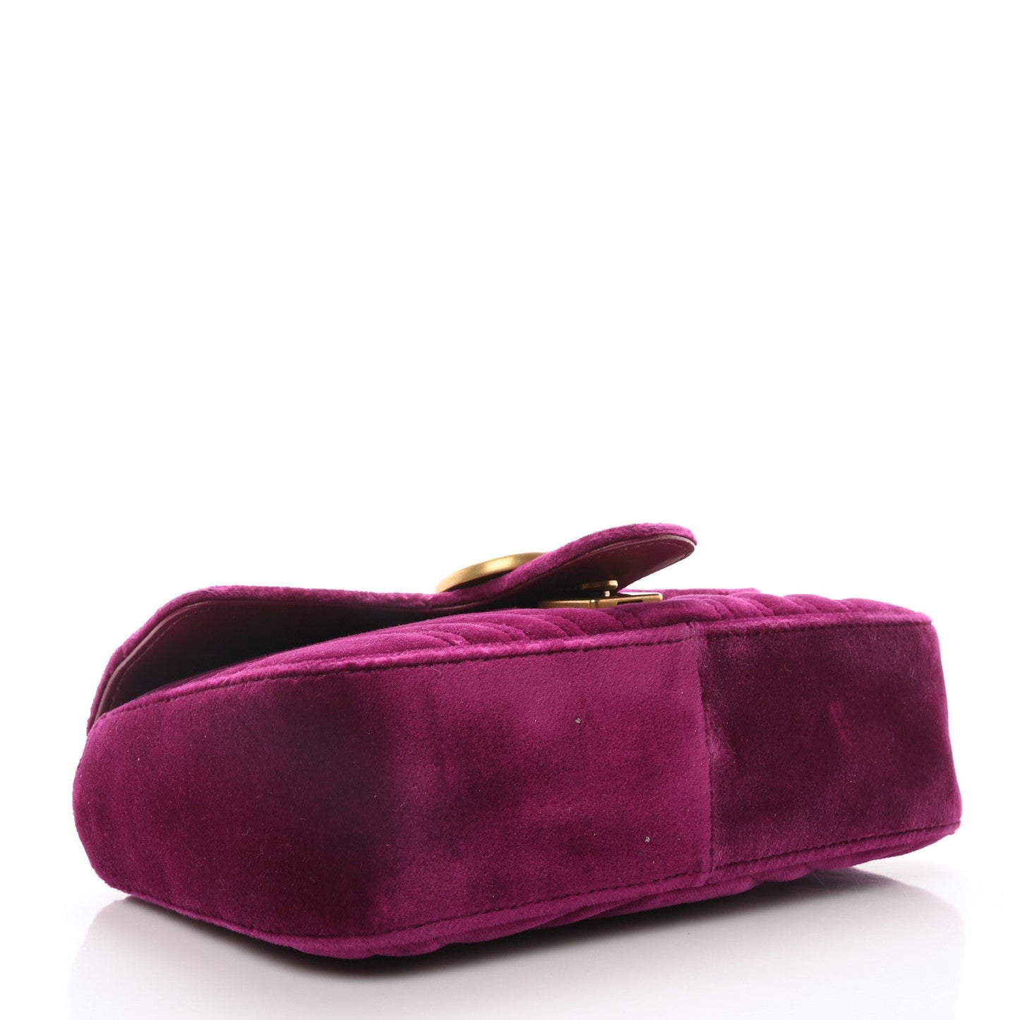 Gucci Velvet Matelasse Small GG Marmont Shoulder Bag Fuchsia Violet Cyclamen
