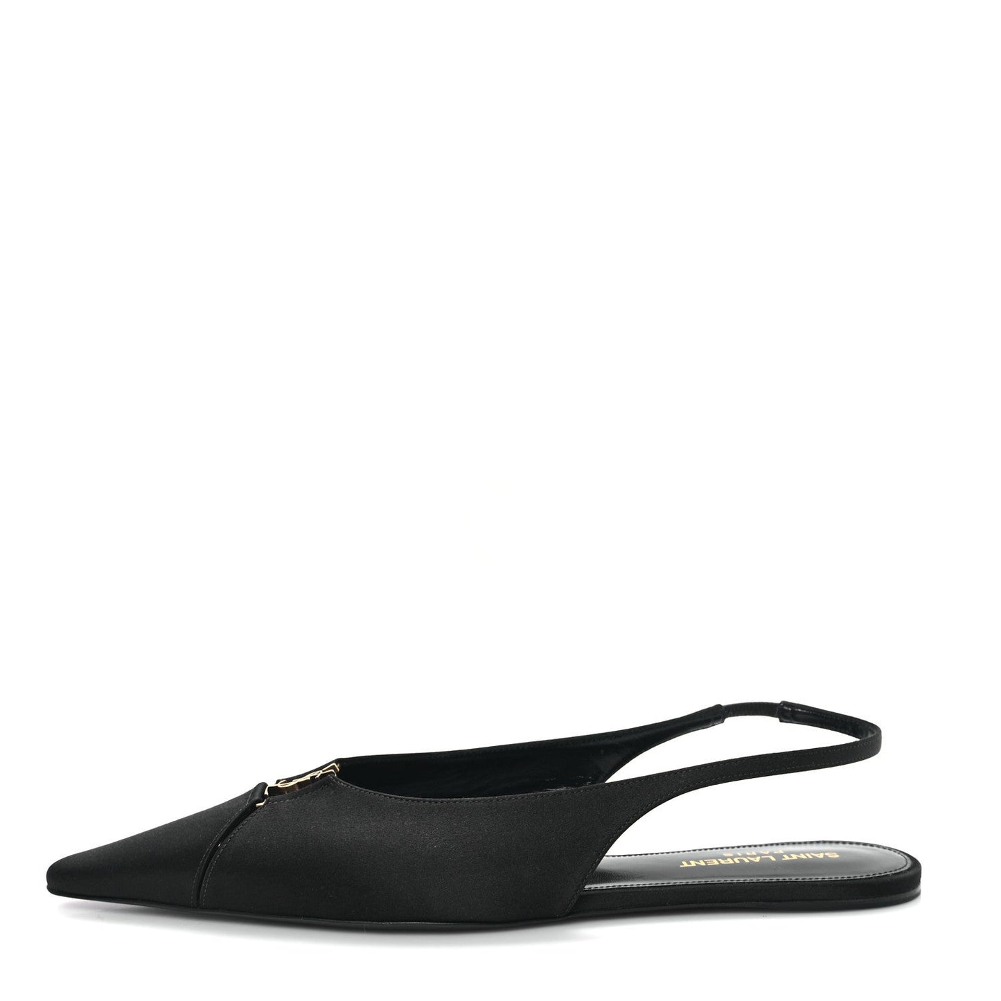 Saint Laurent Raso Nappa Babylone 00 Slingback Flats 38 Black