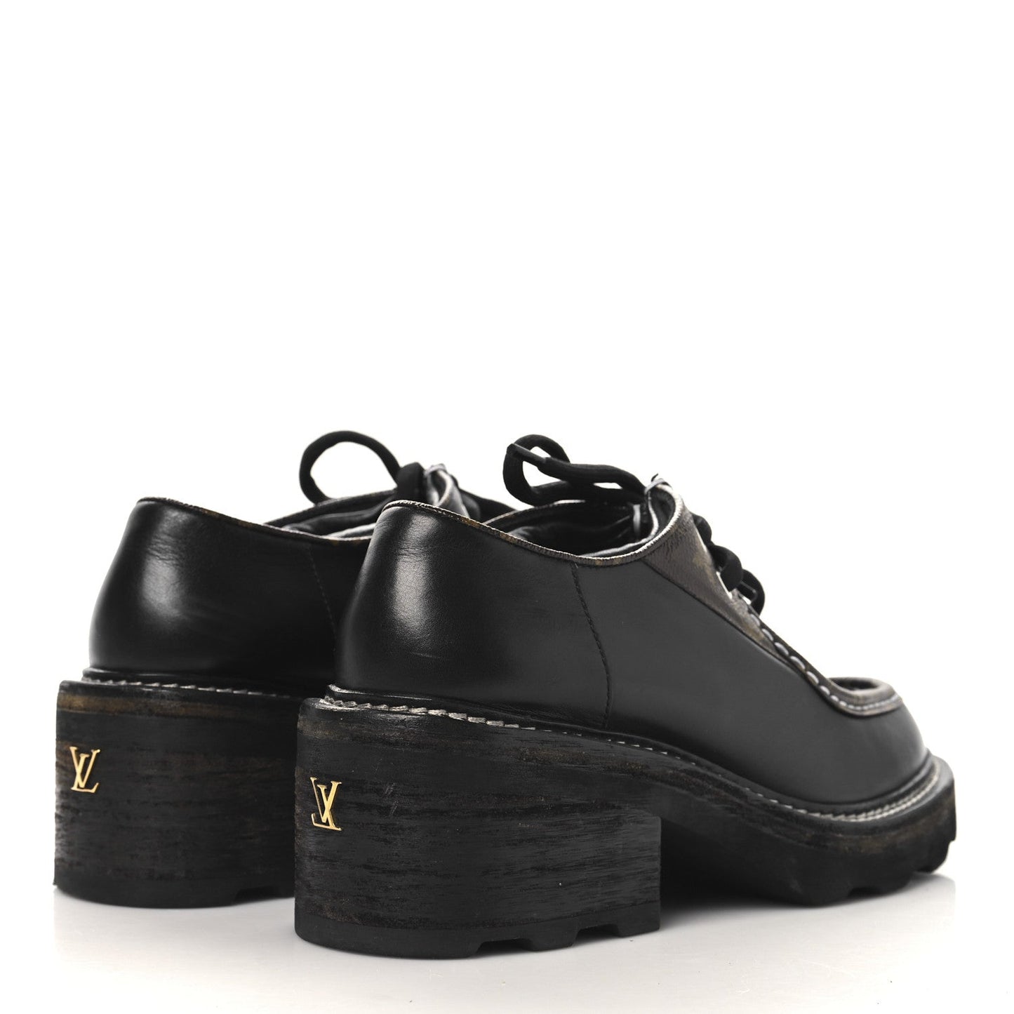 Louis Vuitton Monogram Calfskin Beaubourg Platform Derby Shoes Brown