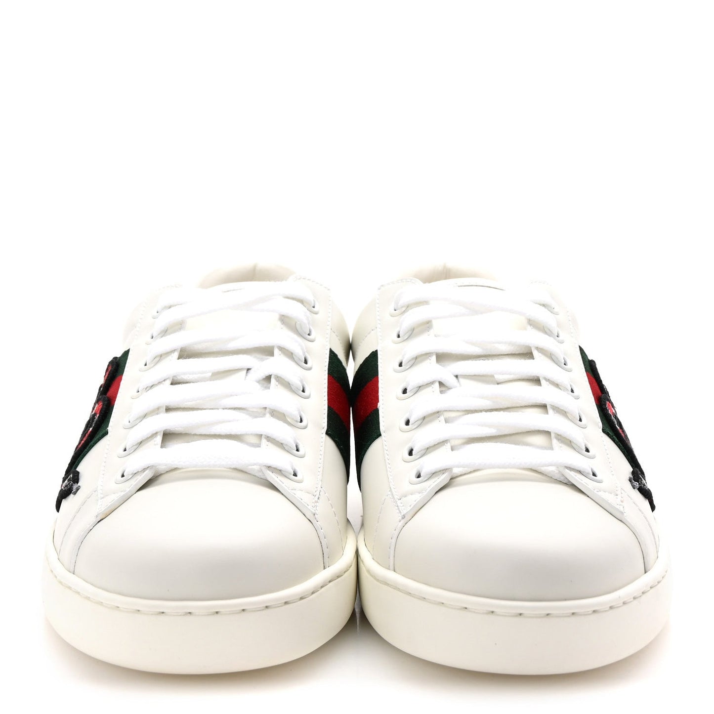 Gucci Calfskin Ayers Kingsnake Embroidered Mens Ace Sneakers 8 Green Red