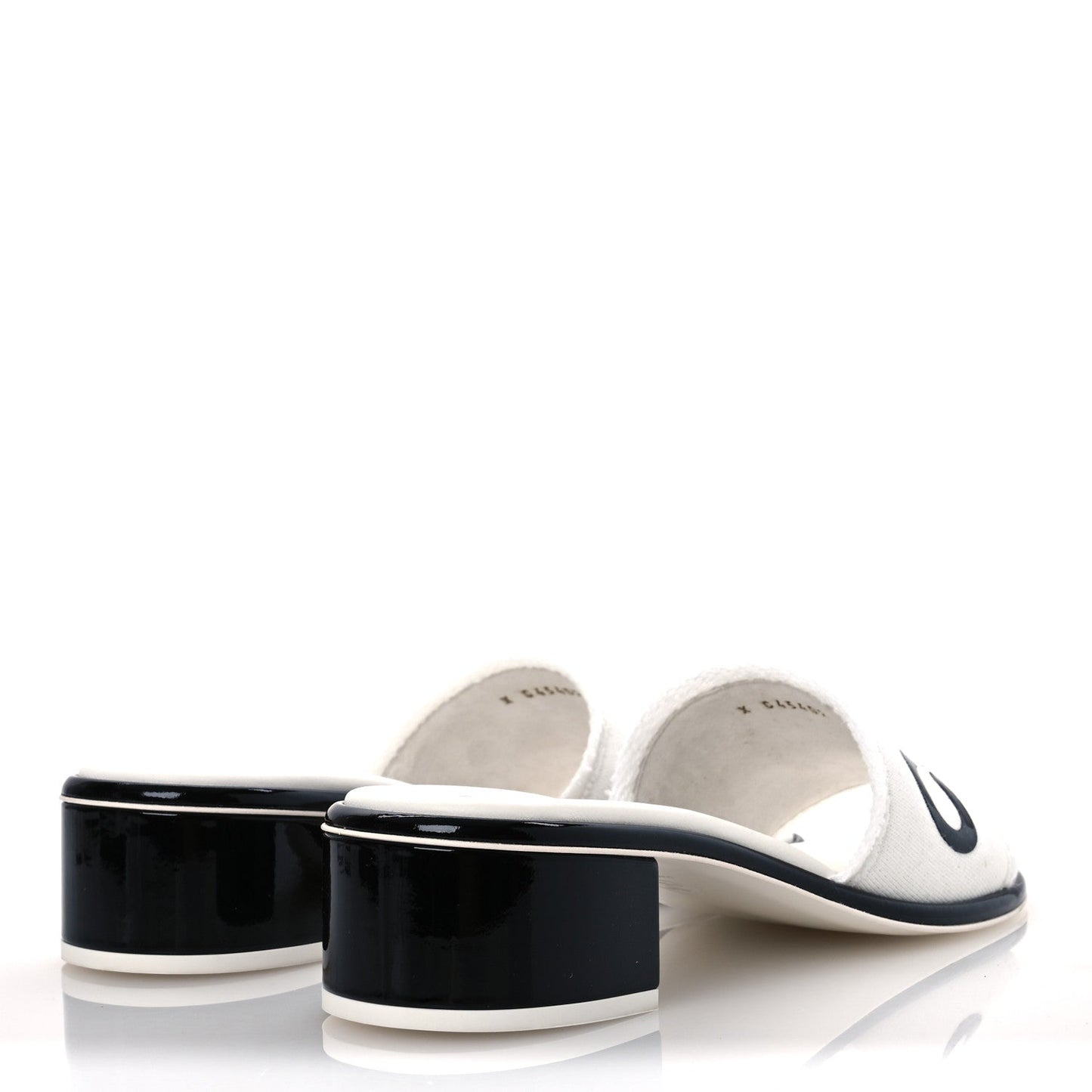 Chanel Cotton Logo Mule Sandals 39 White Black
