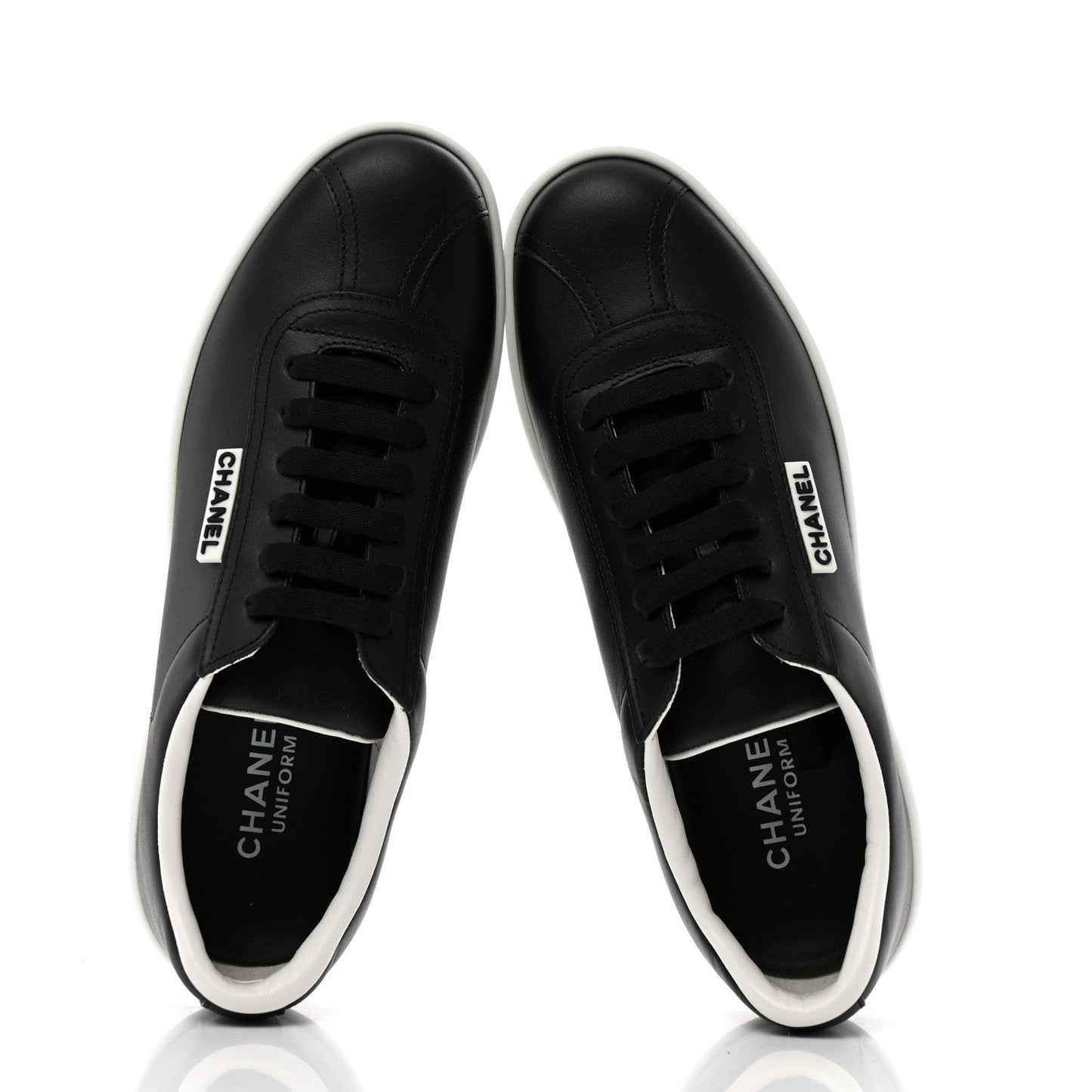 Chanel Calfskin CC Womens Sneakers 38 Black