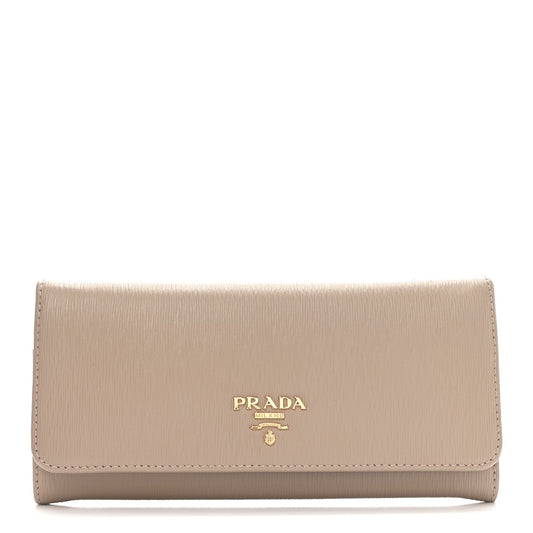 Prada Vitello Move Continental Flap Travel Wallet Cammeo