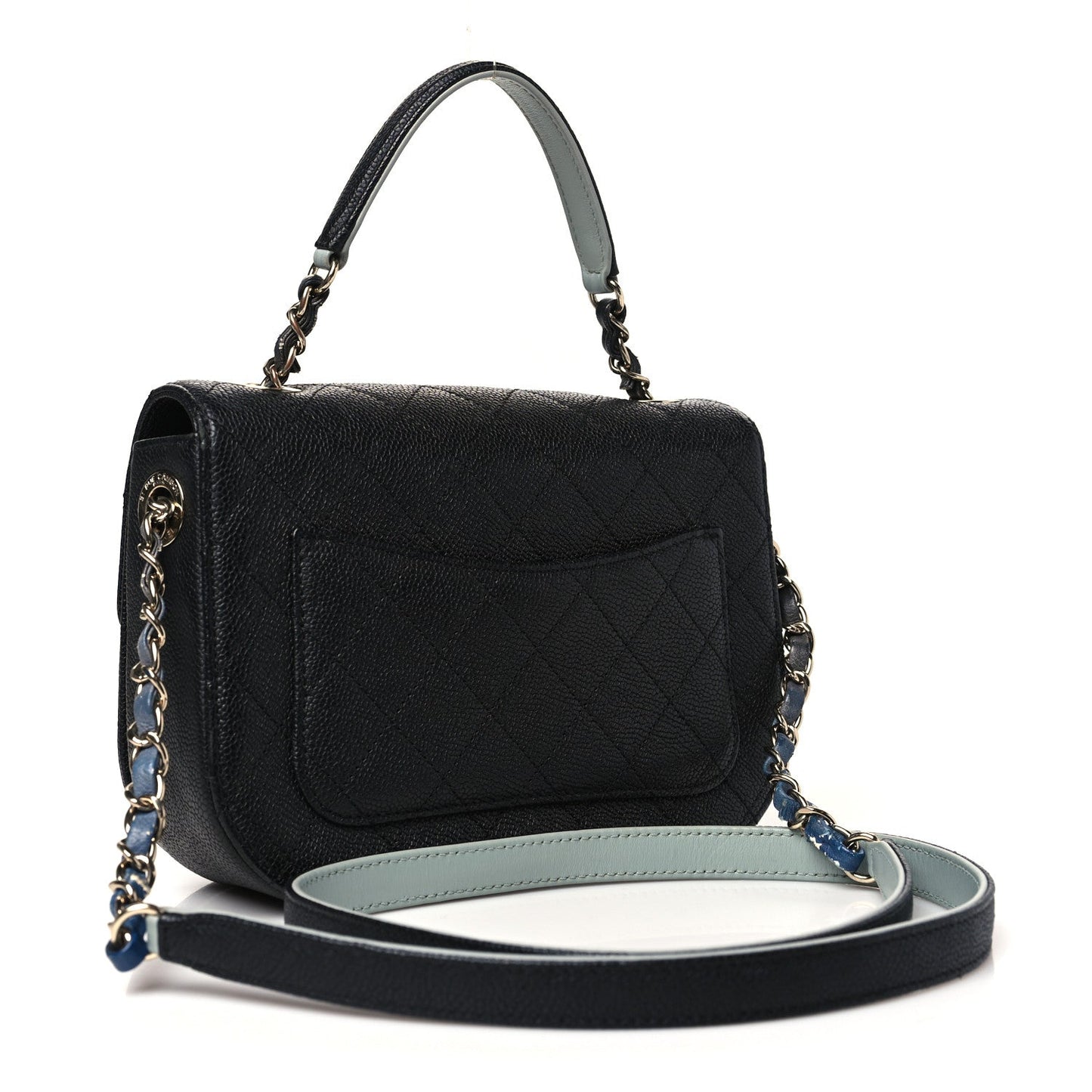 Chanel Grained Calfskin Quilted Small Cuba Top Handle Flap Black