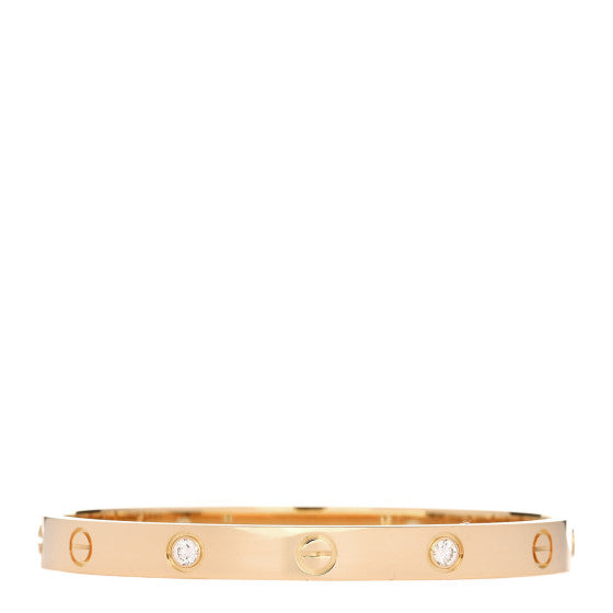 Cartier 18K Yellow Gold 4 Diamond LOVE Bracelet 17