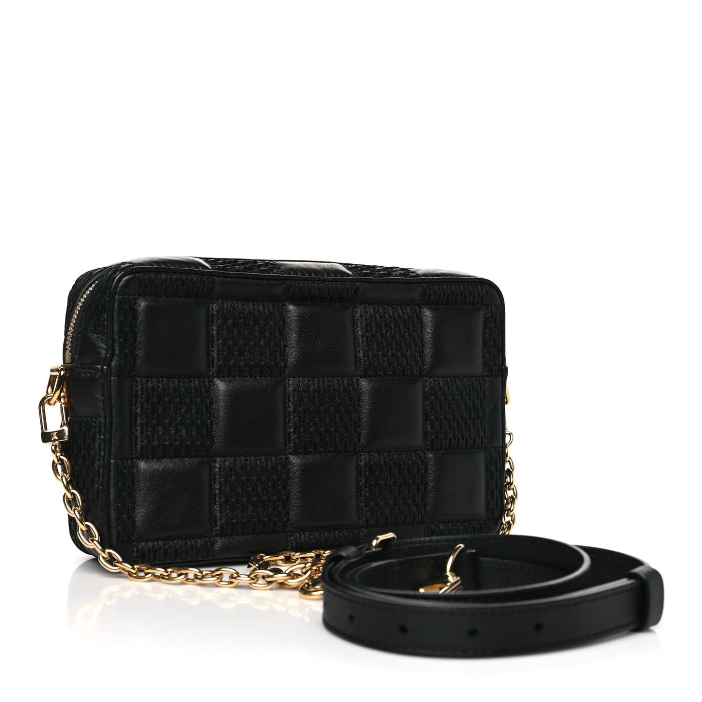 Louis Vuitton Lambskin Damier Quilt Troca PM Black