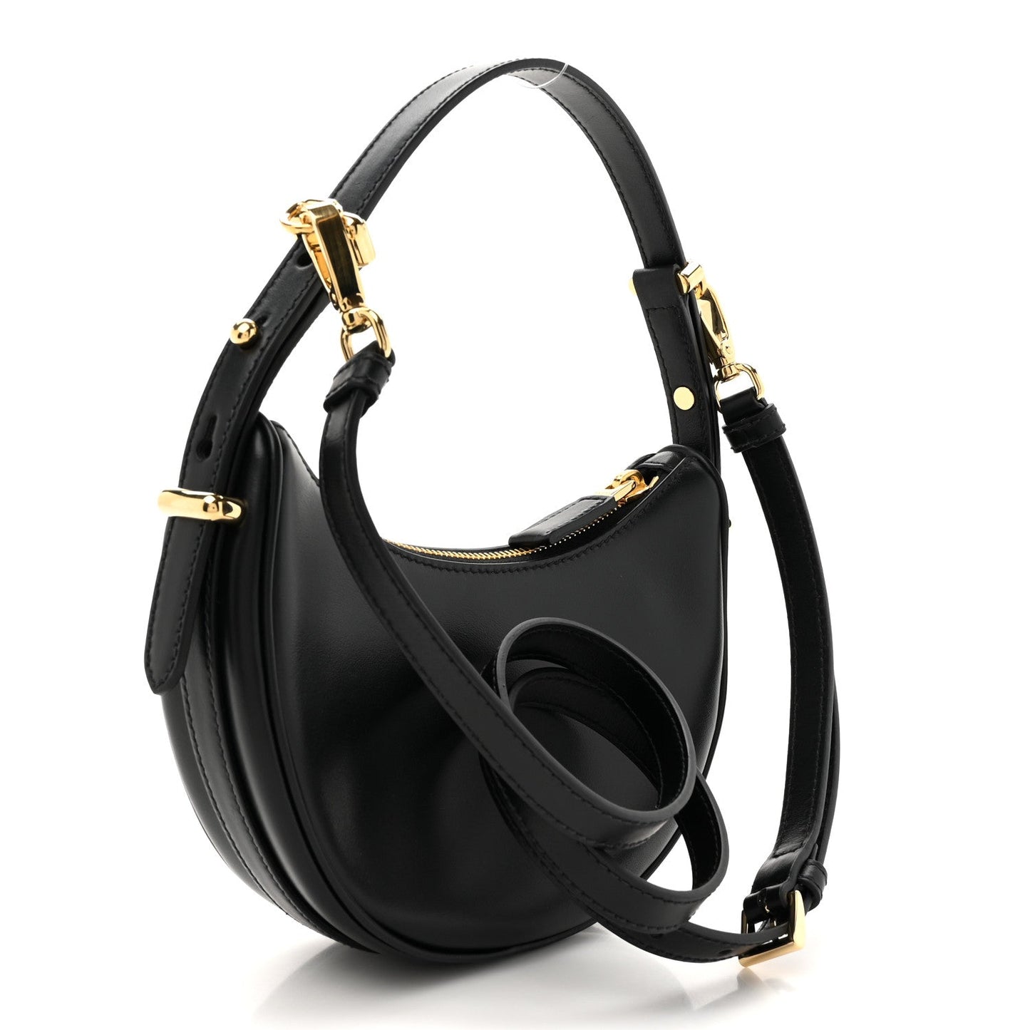 Prada Soft Calfskin Arque Shoulder Bag Black