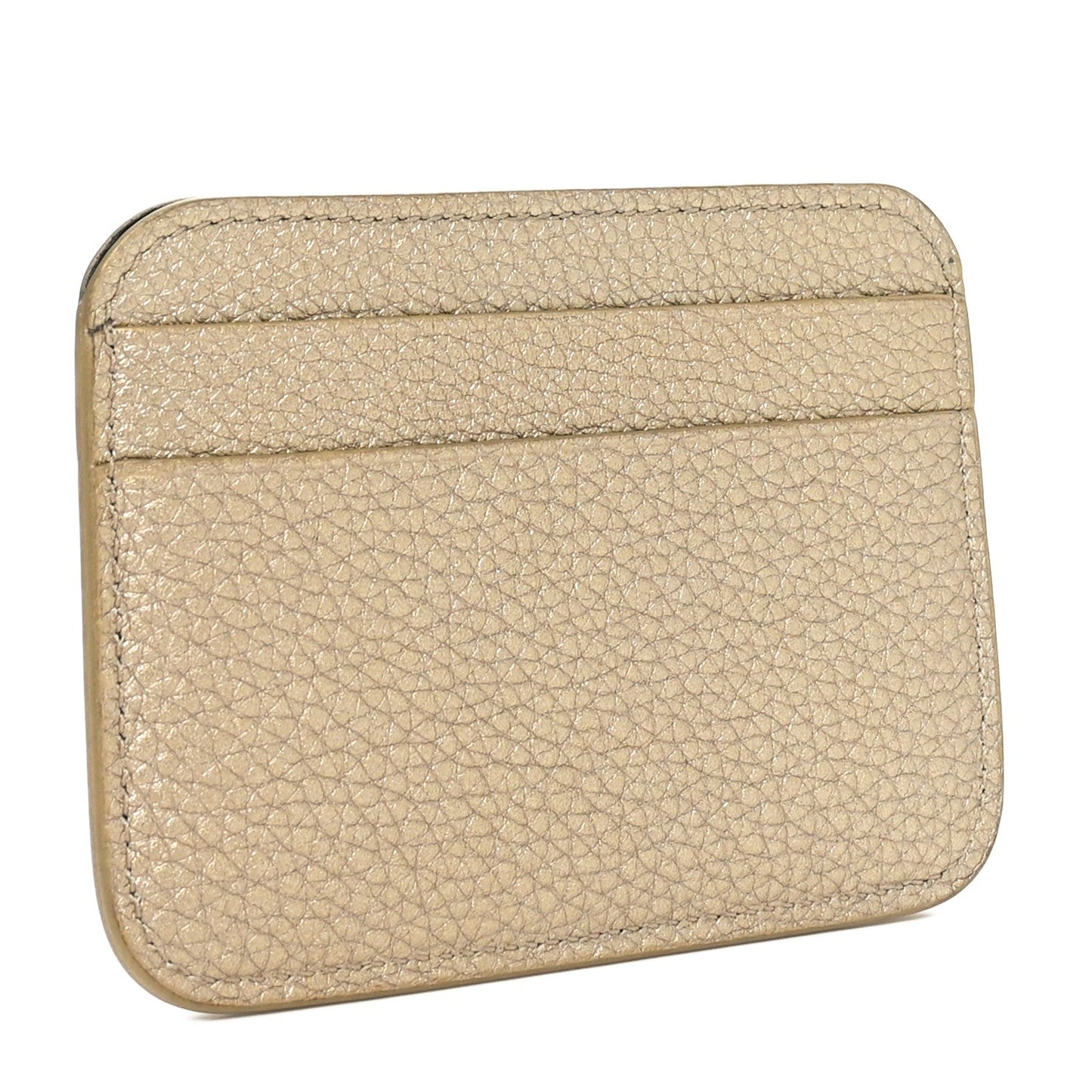 Balenciaga Grained Calfskin Logo Cash Rounded Card Holder Gold Black
