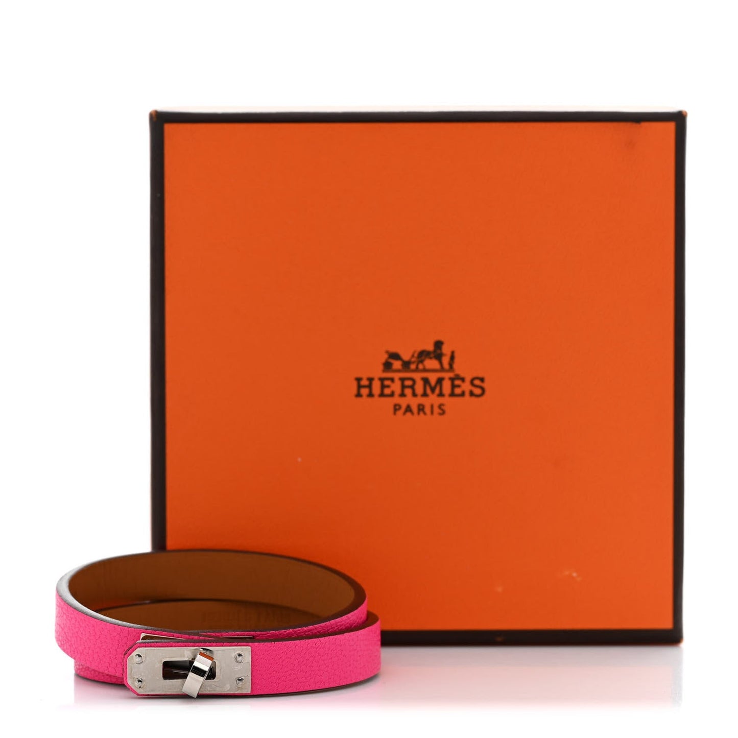 Hermes Chevre Chamkila Kelly Double Tour Bracelet T2 Rose Pop