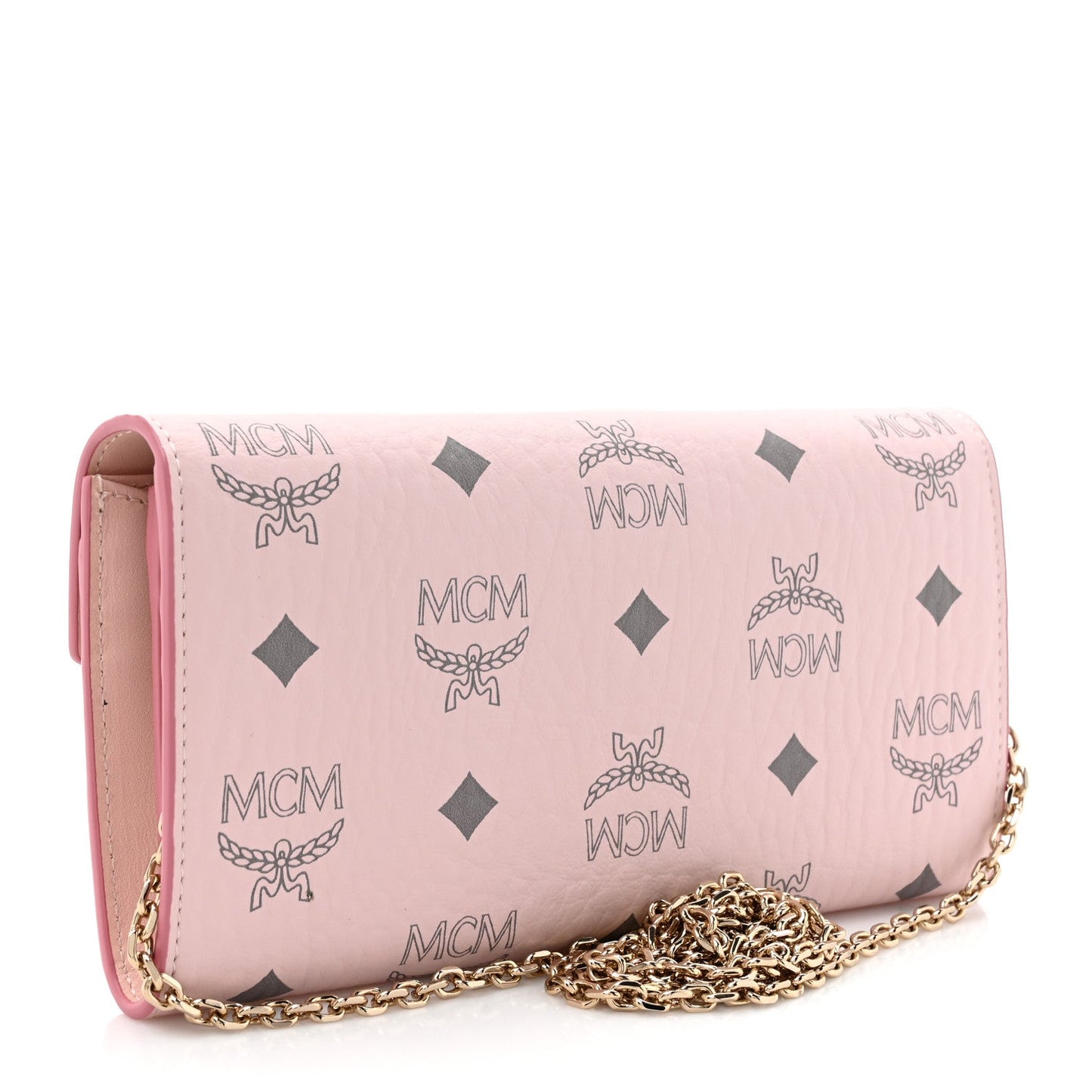 MCM Visetos Large Patricia Wallet On Chain Soft Pink