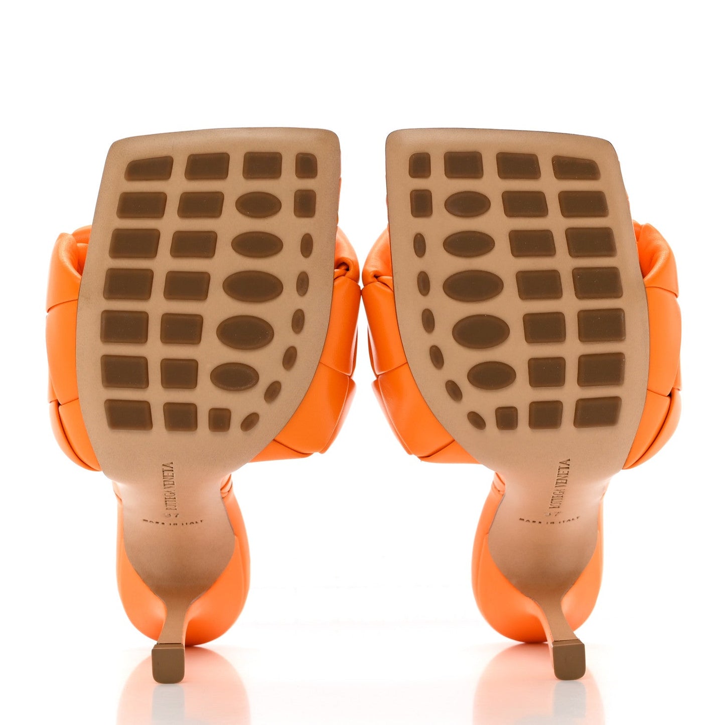 Bottega Veneta Nappa Maxi Intrecciato Lido Mule Sandals 37 Tangerine