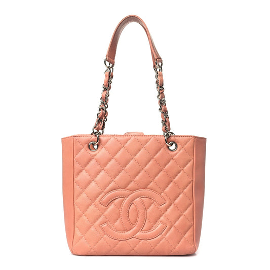 Chanel Caviar Quilted Petit Shopping Tote PST Pink