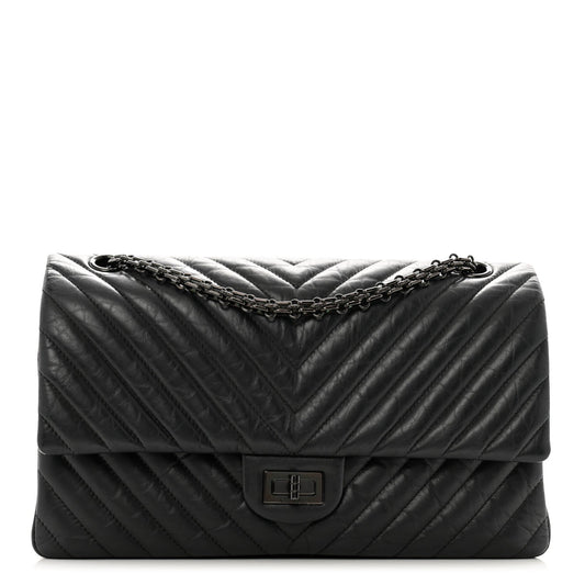 Chanel Aged Calfskin Chevron Quilted 2.55 Reissue 226 So Black