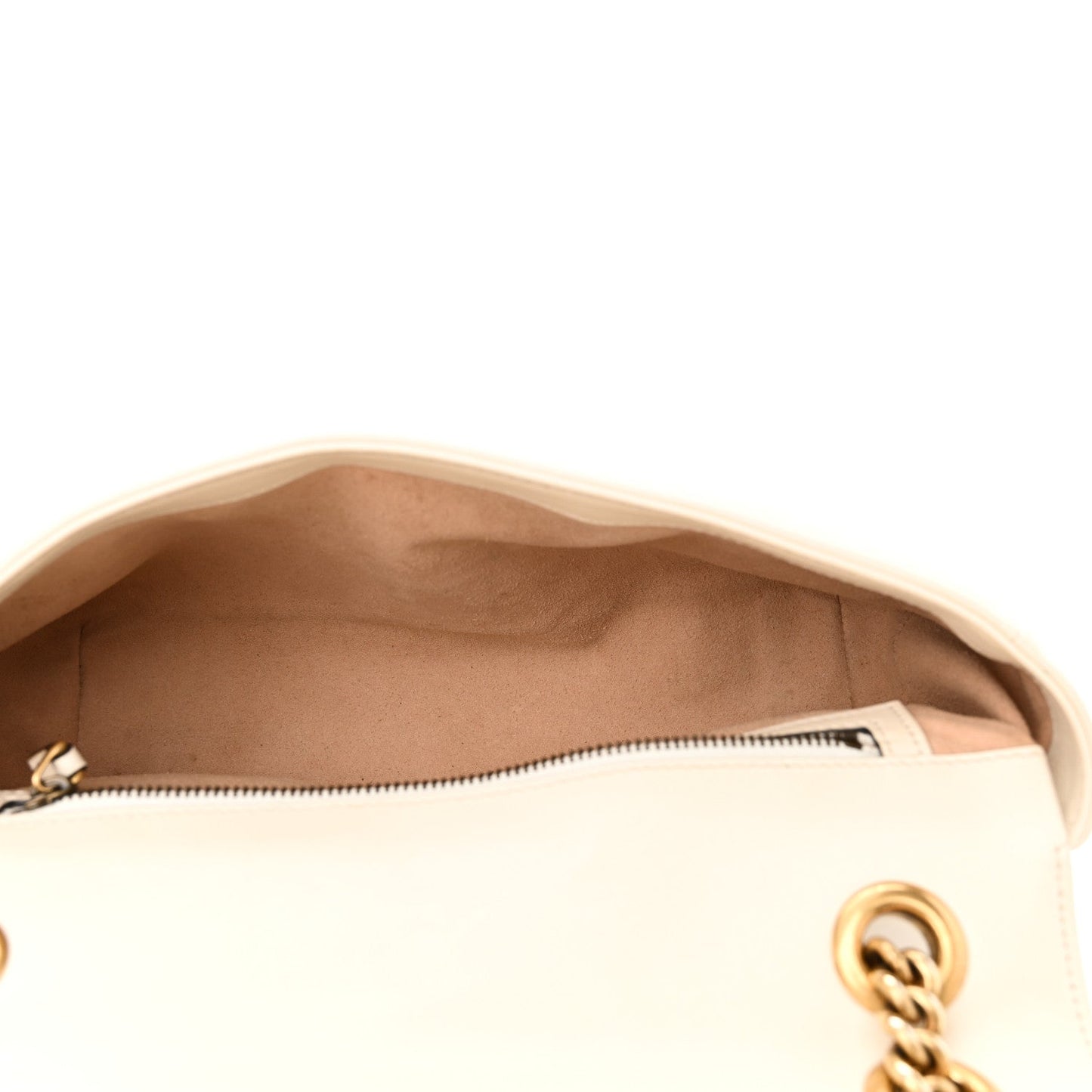 Gucci Calfskin Matelasse Small GG Marmont Shoulder Bag White