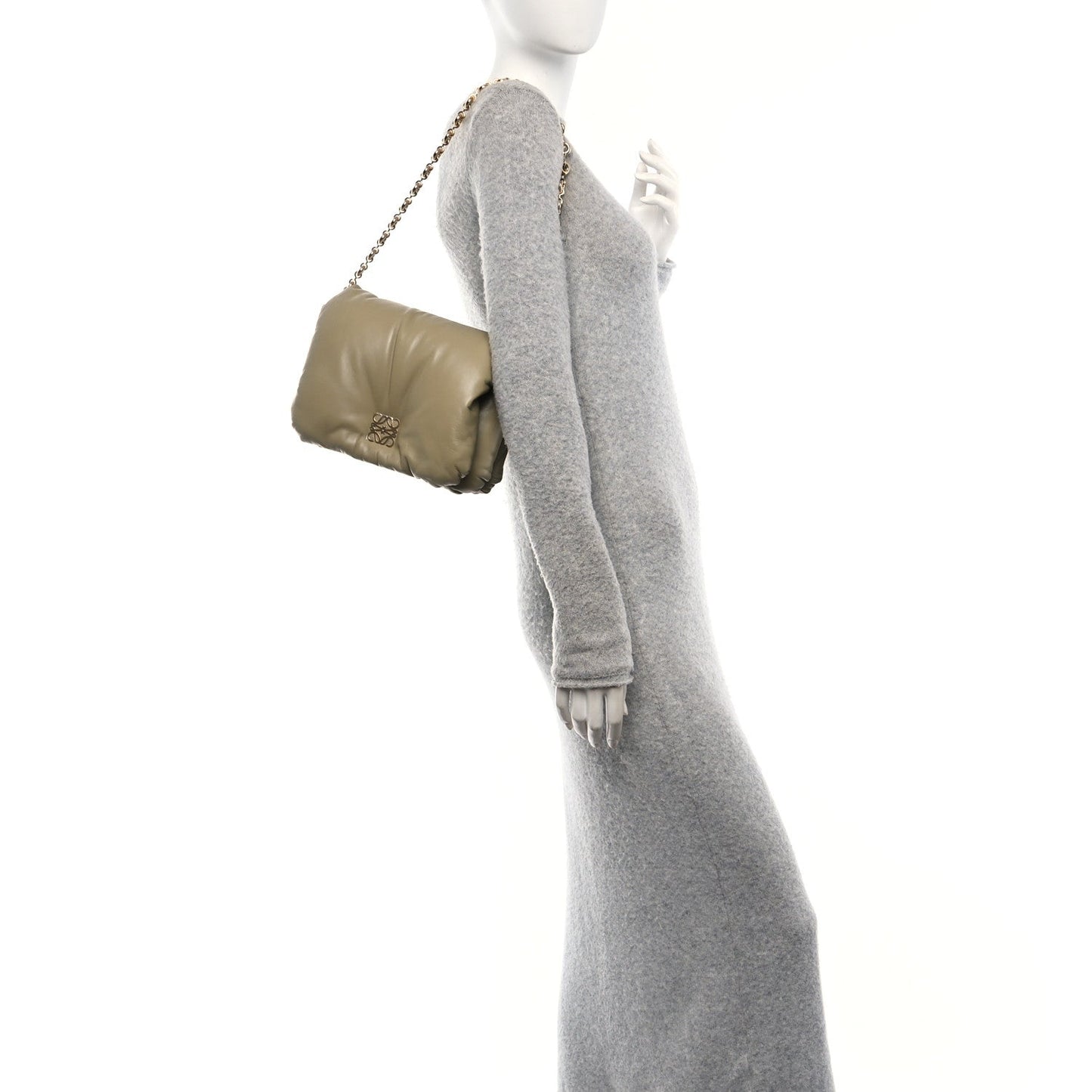 Loewe Lambskin Goya Puffer Bag Clay Green