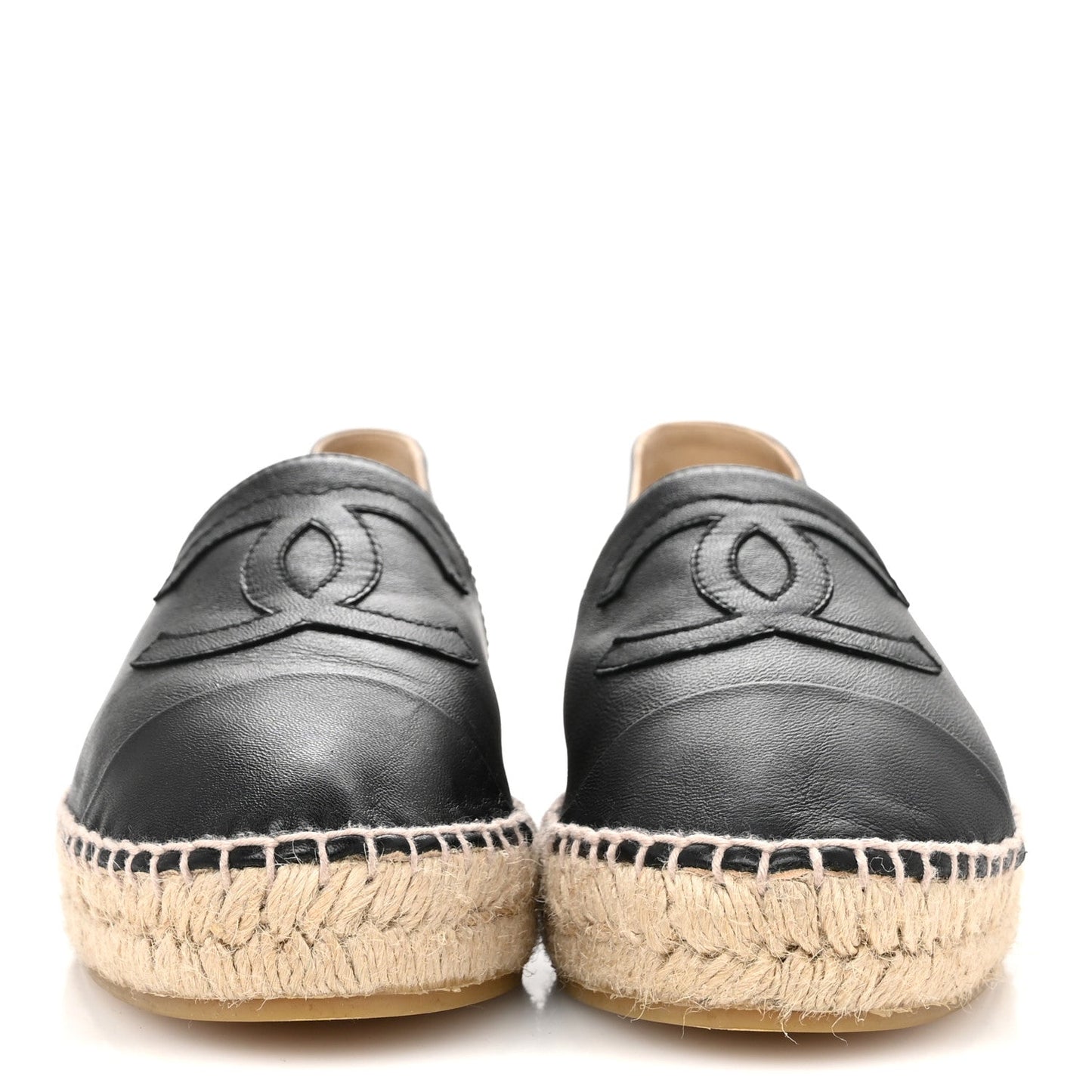 Chanel Lambskin CC Espadrilles 38 Black