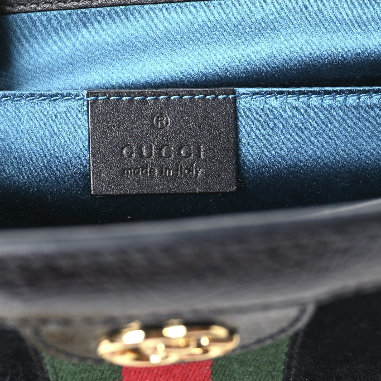 Gucci Suede Patent GG Web Small Ophidia Chain Shoulder Bag Black