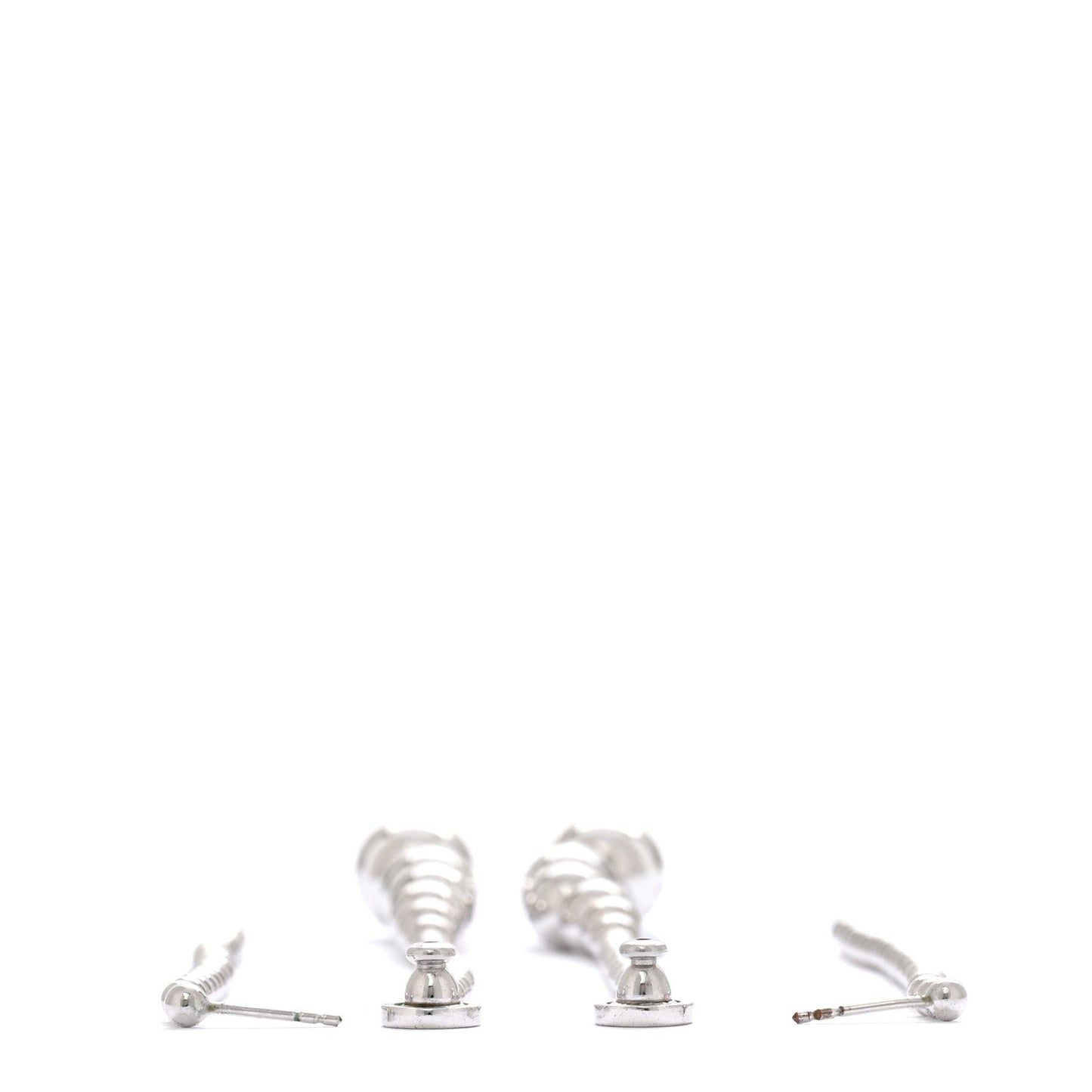 Christian Dior Metal Bead Drop Earrings Silver